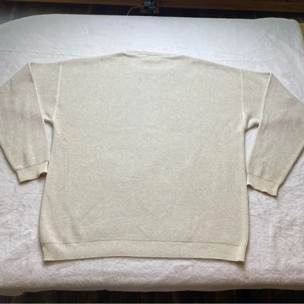 Eddie Bauer Cream Long Sleeve Crew Neck 100% Cotton Sweater Size XL - Picture 2 of 9